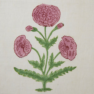 Poppy Block printed Fabric Linen Rose/Grass – Molly Mahon