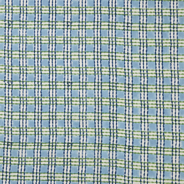 printed　Grass/Sky　Block　Linen/Cotton　Fabric　Trellis　Mahon　–　Molly