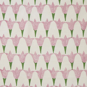 Tulip Block printed Fabric Linen/Cotton Rose/Grass