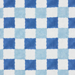 Chequer Block printed Fabric Linen Blues
