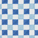 Chequer Block printed Fabric Linen Blues Sample
