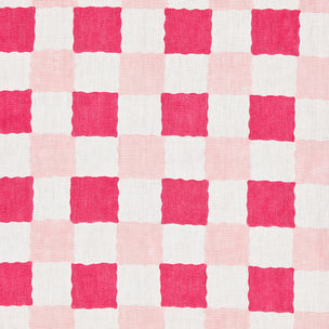 Chequer Block printed Fabric Linen Pinks Sample