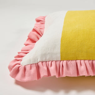 Cushion Frill Wide Stripe Yellow