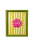 Green Framed Cotton Paper Print Stripes Yellow