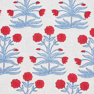 Mughal Block printed Fabric Linen Crimson Sky