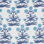Mughal Block printed Fabric Linen Sky Indigo Free Sample