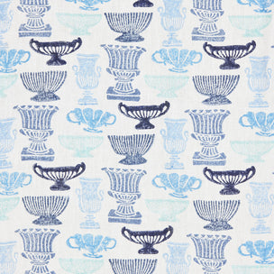 Vases Block printed Fabric Linen Blues Free Sample